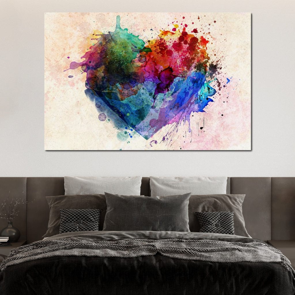 Heart Splash Canvas Wall Art