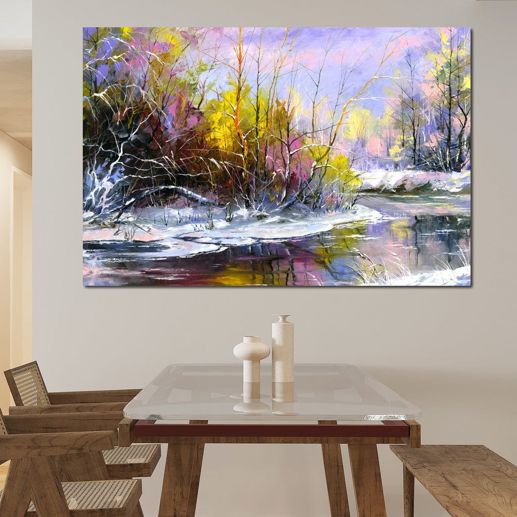Winter Stream Canvas Wall Art