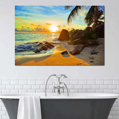 Natural Beach Sunset Canvas Wall Art