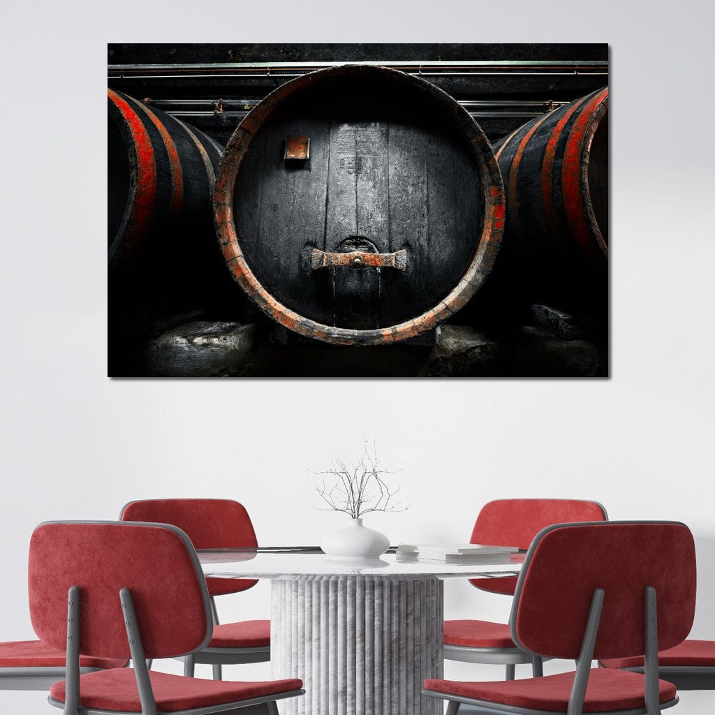 Traditional Wood Barrel Canvas Wall Art