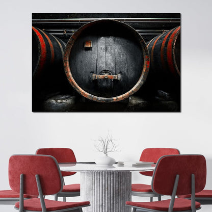 Traditional Wood Barrel Canvas Wall Art