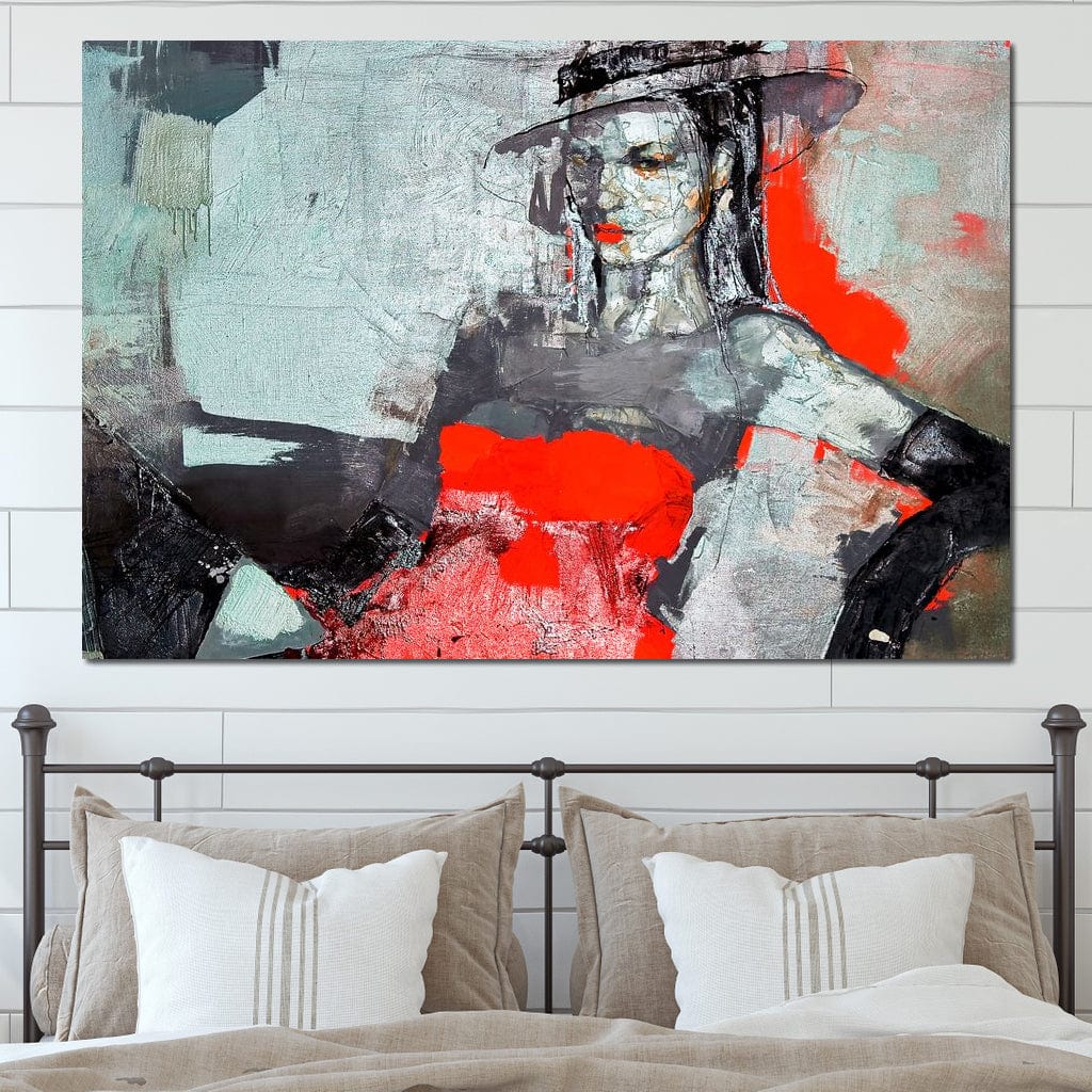 Lady in Red Canvas Wall Art