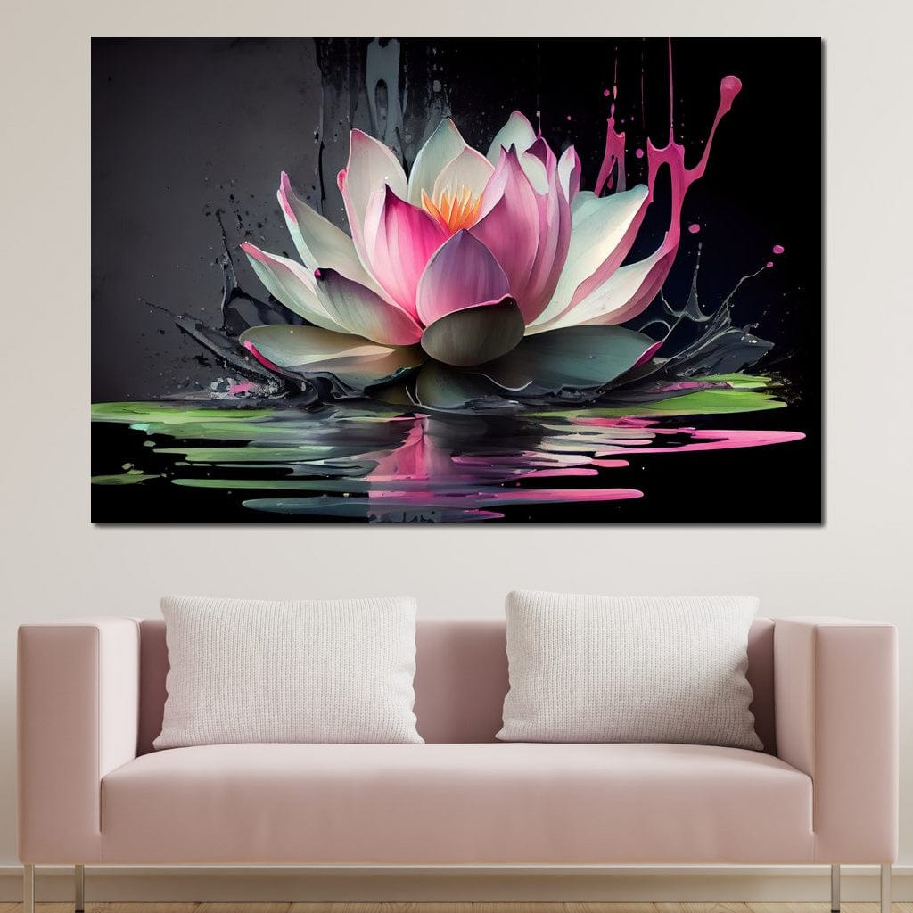 Watercolor Lotus Flower Canvas Wall Art