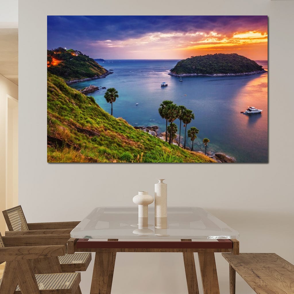 Boats Watching The Sunset Canvas Wall Art