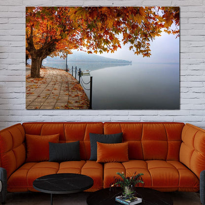 Lakeshore by Fall Canvas Wall Art