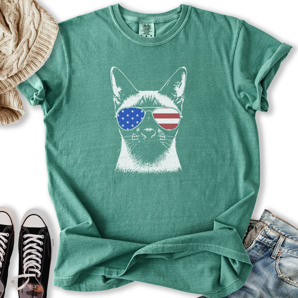 USA Aviator Siamese Cat Relaxed Tee