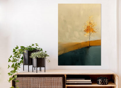 Golden Tree Canvas Print - Minimalist Ukiyo Wall Art | Framed & Ready to Hang