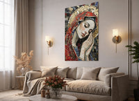 Virgin Mary Canvas Print – Framed Mosaic Wall Art | Ready to Hang Religious Decor