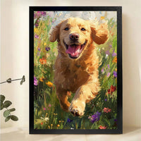 Golden Retriever in Wildflowers Wall Art - Joyful Garden Print