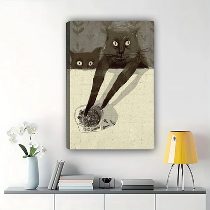 Cats with Long Arms Wall Art - Funny Surreal Cat Print