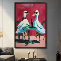 Two Cool Geese Wine Date Impasto Canvas Print