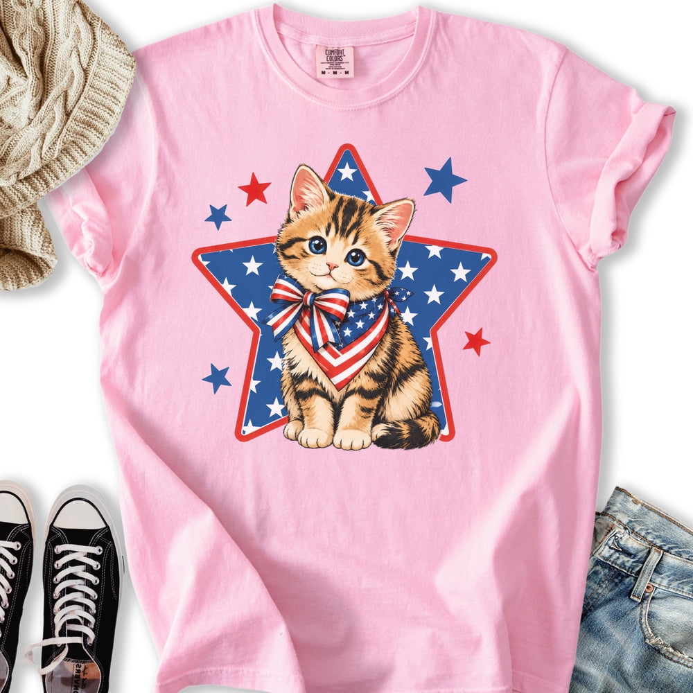 Stars and Stripes Kitten Relaxed Tee