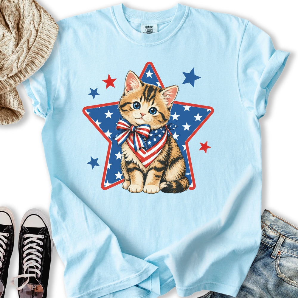 Stars and Stripes Kitten Relaxed Tee