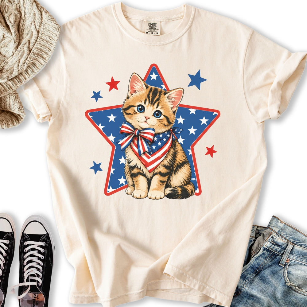 Stars and Stripes Kitten Relaxed Tee