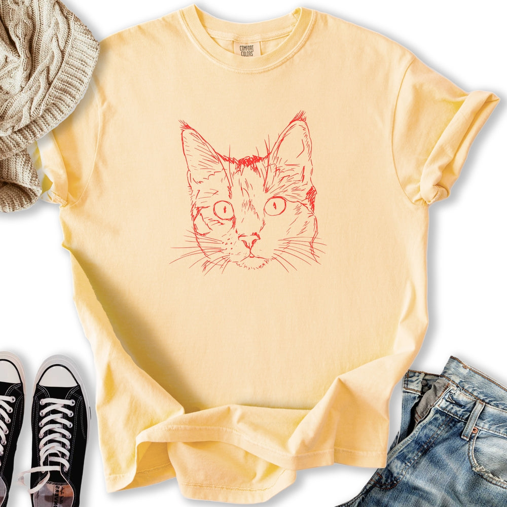 Vintage Cat Sketch Relaxed Tee
