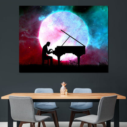 Space Pianist Canvas Wall Art