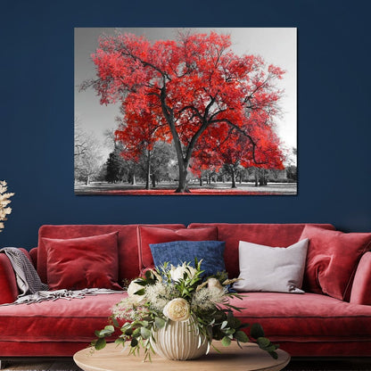 Big Red Tree Canvas Wall Art