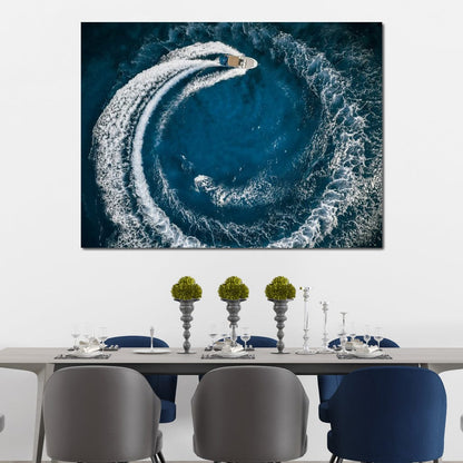 Boat Circle Canvas Wall Art