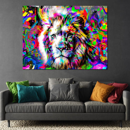 Psychedelic Lion Canvas Wall Art