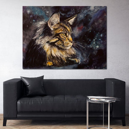 Night Cat Canvas Wall Art