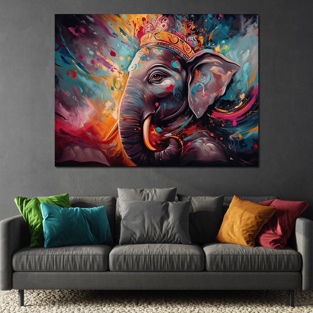 Ganesh Color Splash Canvas Wall Art