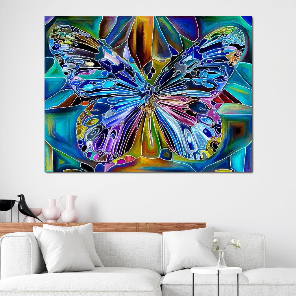 Multicolored Psychedelic Butterfly Canvas Wall Art