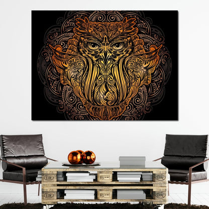 Golden Owl Canvas Wall Art