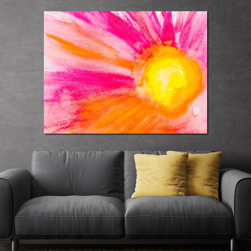 Pink & Orange Watercolor Flower Canvas Wall Art