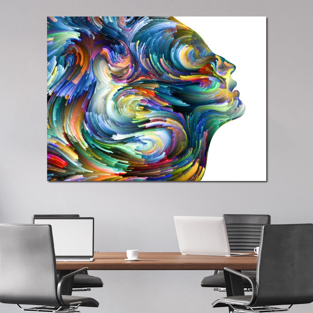 Colored Visage Profile Canvas Wall Art