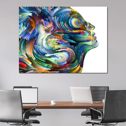 Colored Visage Profile Canvas Wall Art