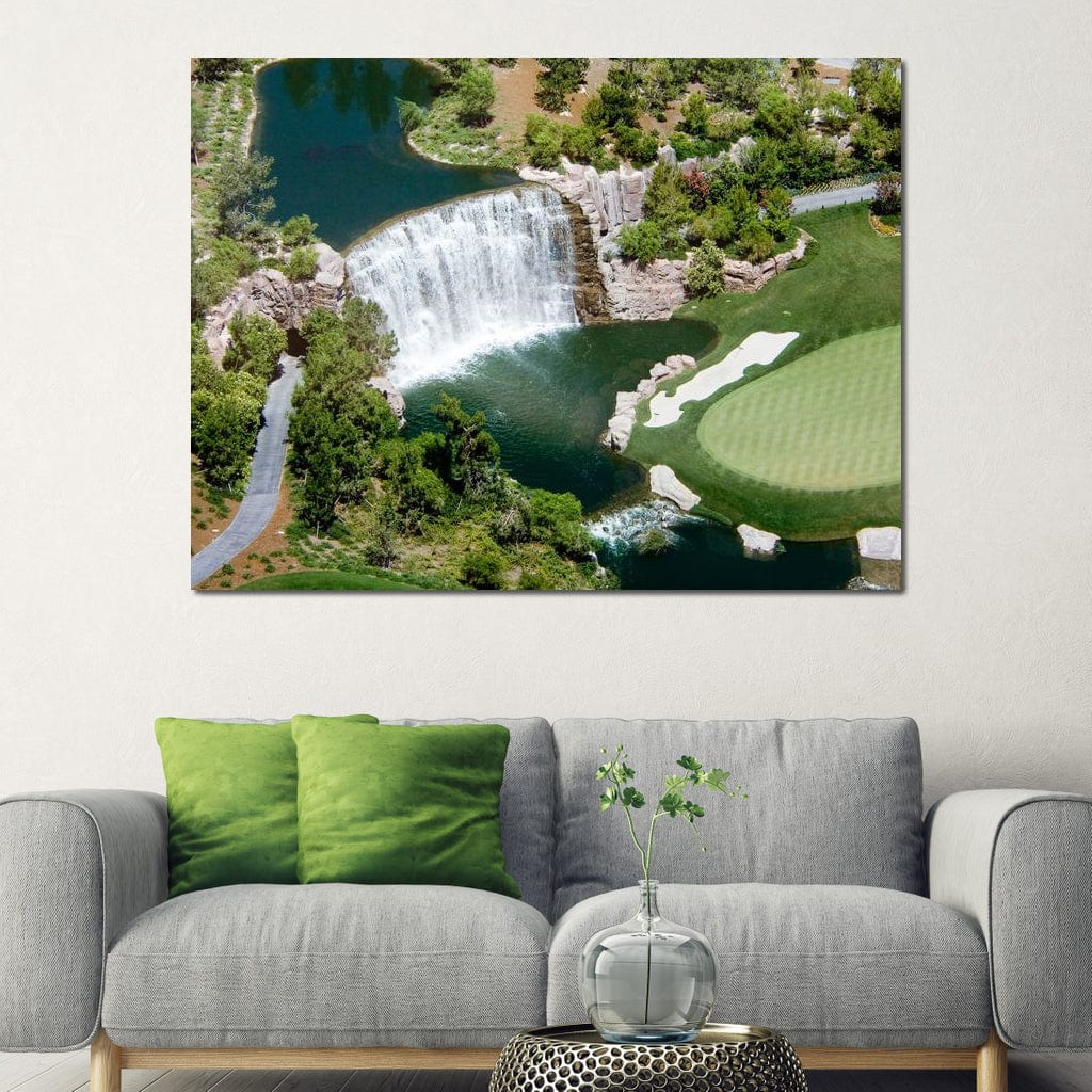 Waterfall on Golf Course Canvas Wall Art