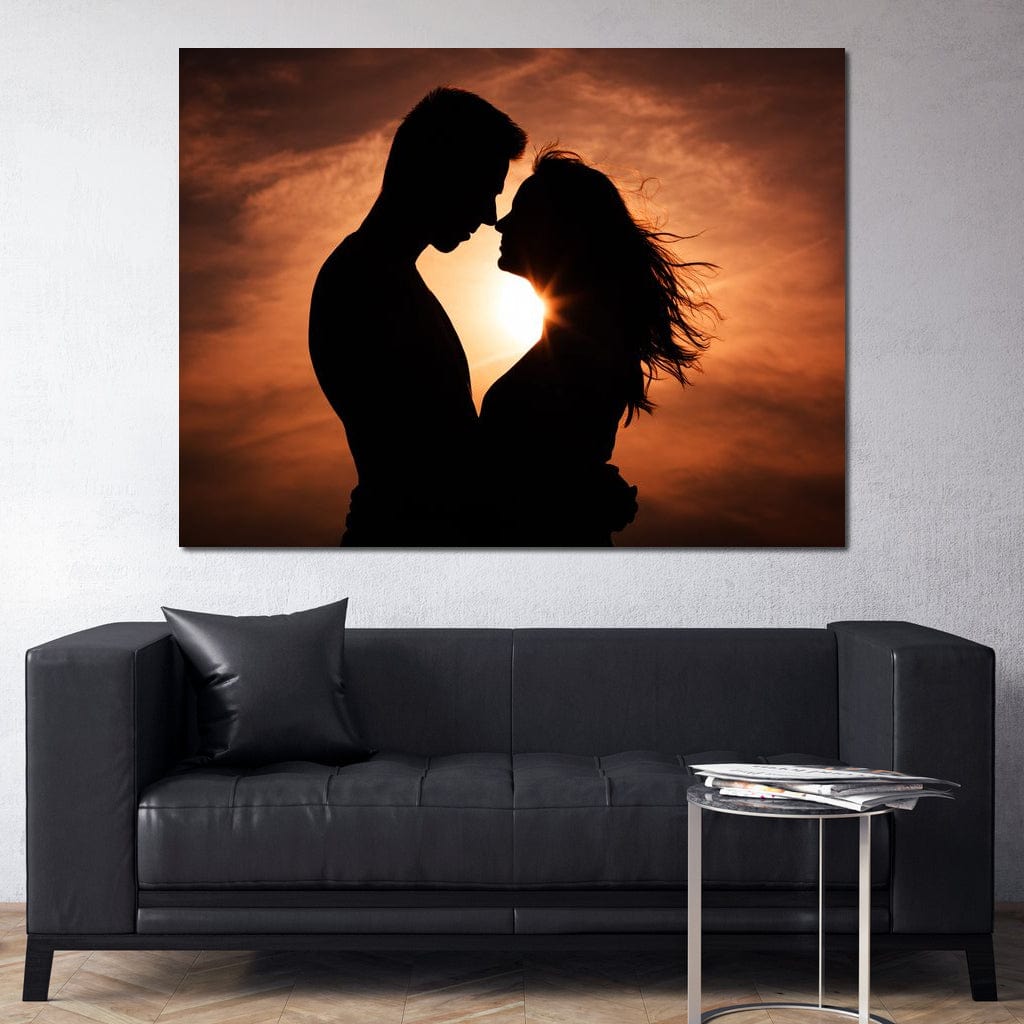 Couple by the Sunset Canvas Wall Art