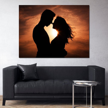 Couple by the Sunset Canvas Wall Art