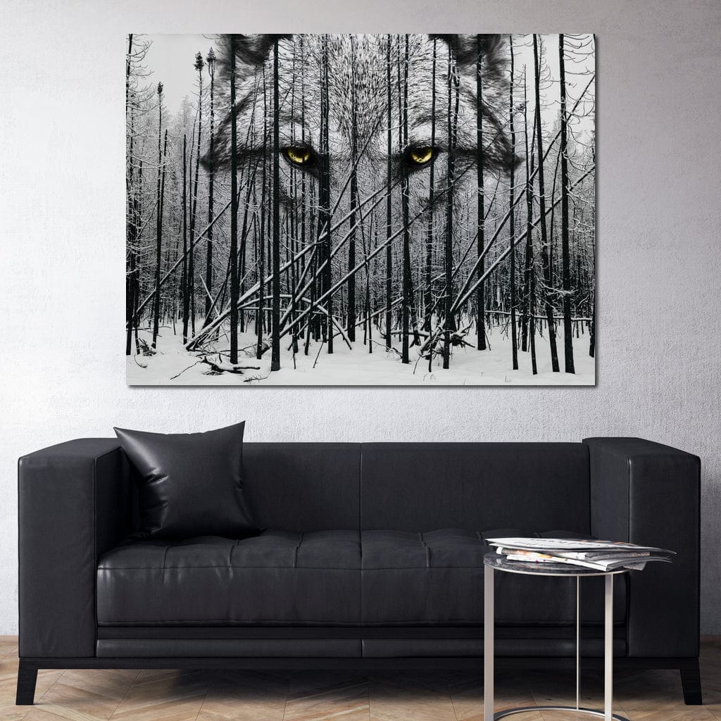 Wolf Winter Woods Canvas Wall Art