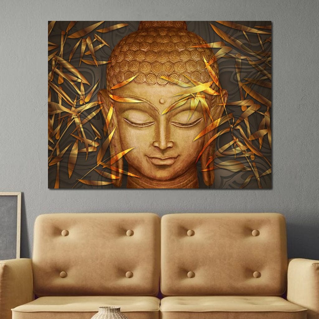 Smiling Golden Buddha Canvas Wall Art
