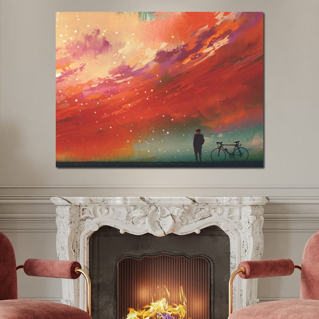 Admiring The Red Clouds Canvas Wall Art