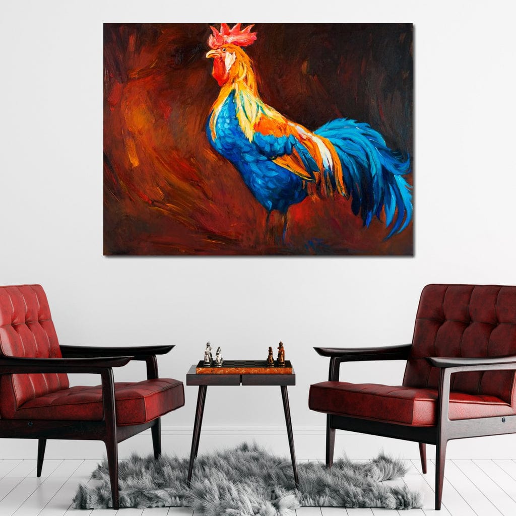 Blue Rooster Canvas Wall Art