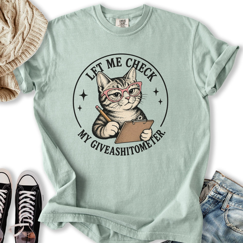 Giveashitometer Cat Relaxed Tee