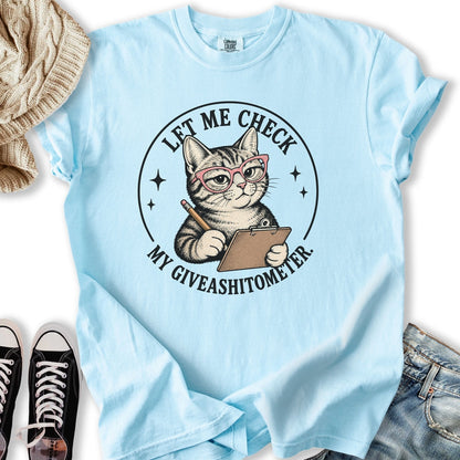 Giveashitometer Cat Relaxed Tee