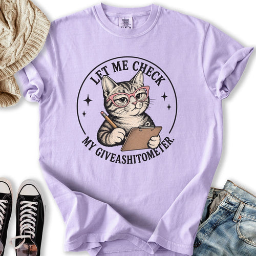 Giveashitometer Cat Relaxed Tee