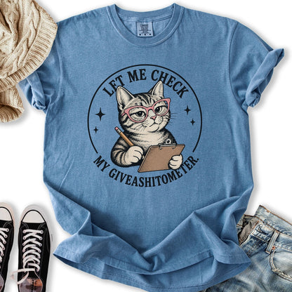 Giveashitometer Cat Relaxed Tee