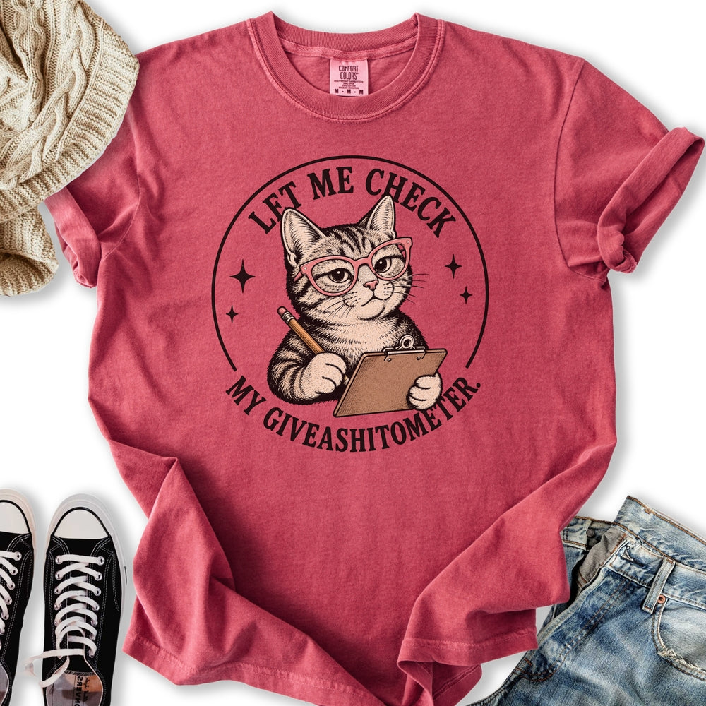 Giveashitometer Cat Relaxed Tee
