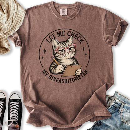 Giveashitometer Cat Relaxed Tee