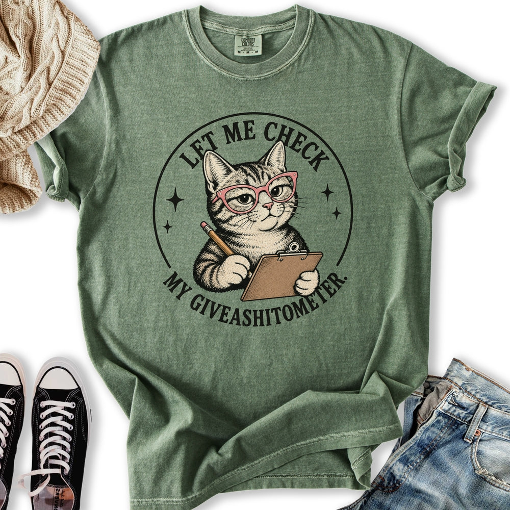 Giveashitometer Cat Relaxed Tee