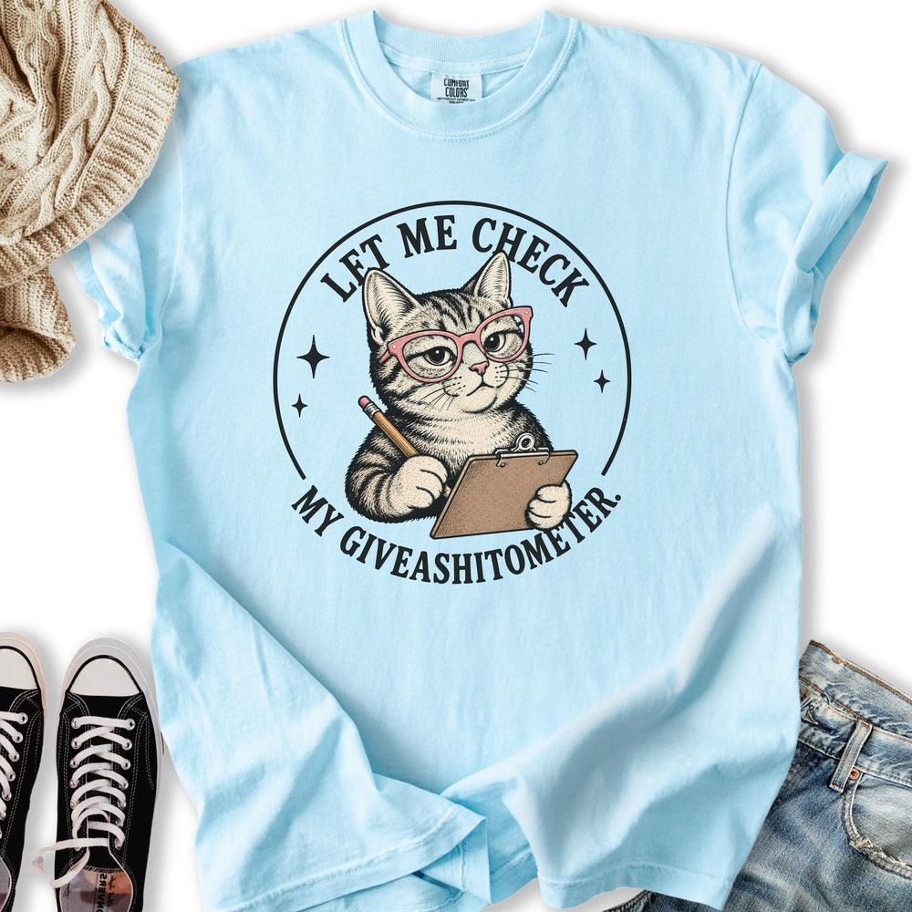 Giveashitometer Cat Relaxed Tee