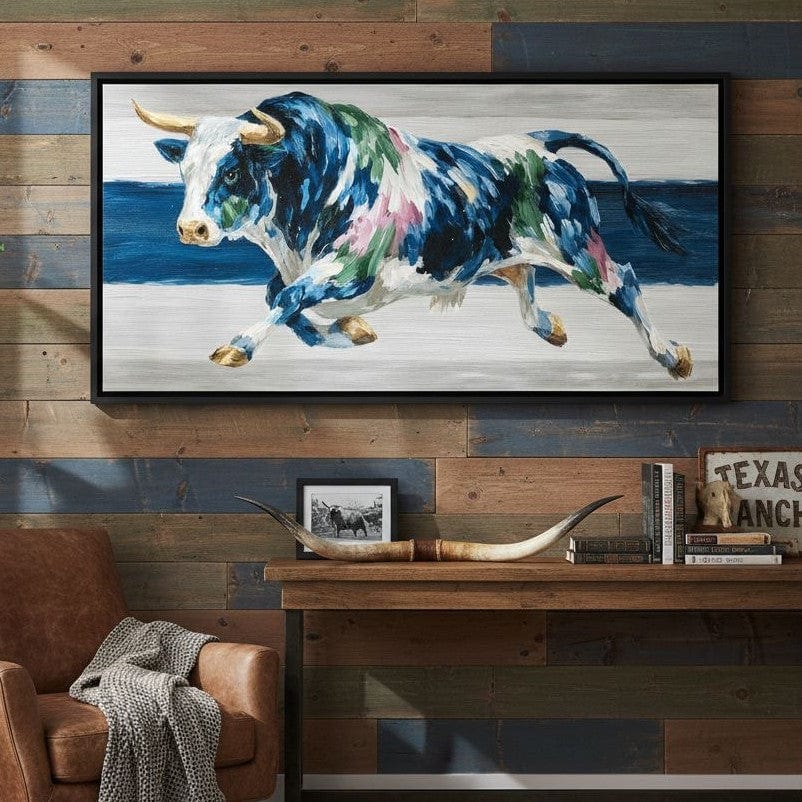 Charging Bull Color Fusion Canvas Wall Art