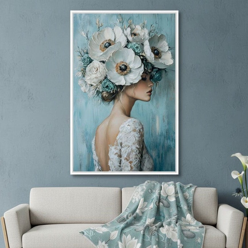 Petal Crowned Bridal Elegance Canvas Wall Art