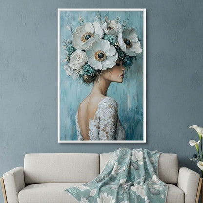 Petal Crowned Bridal Elegance Canvas Wall Art