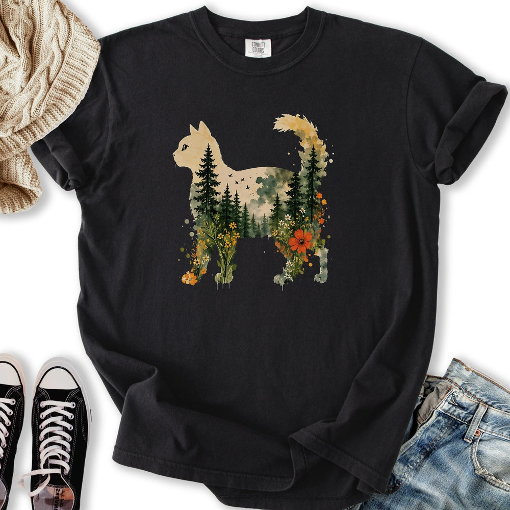 Floral Cat Sunset Relaxed Tee