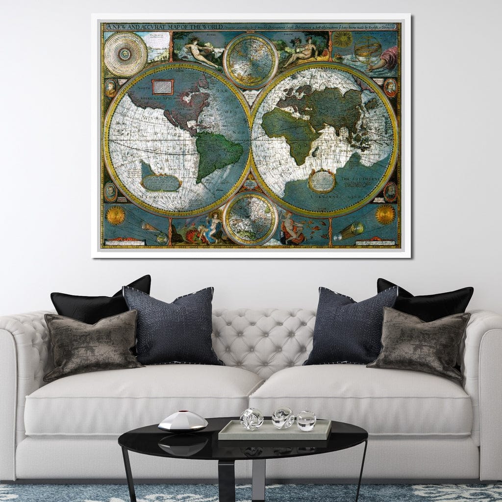 Ancient Historical Map of the World Canvas Wall Art